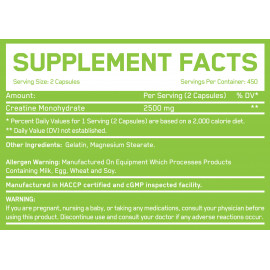 Creatine Mega Caps 1250 mg - 60 x 15 Caps Facts