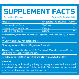 BCAA Mega Caps 1100 mg - 60 x 15 Caps Facts