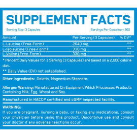 BCAA Mega Caps 1100 mg - 15 Caps Facts