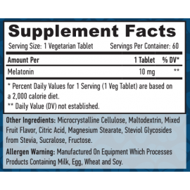 Melatonin Fast Dissolve Mixed Berry 10 mg 60 Caps Facts